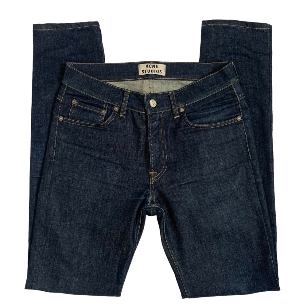 Acne Studios Ace Raw Gothic Mid Rise Dark Wash Skinny Jeans